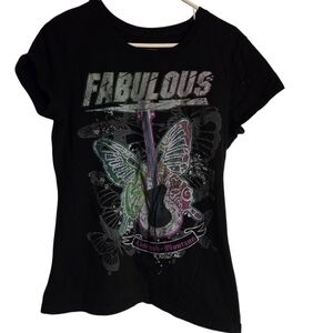 Hannah Montana Black Fabulous Butterfly Tee Shirt Size Juniors XXL Runs Small